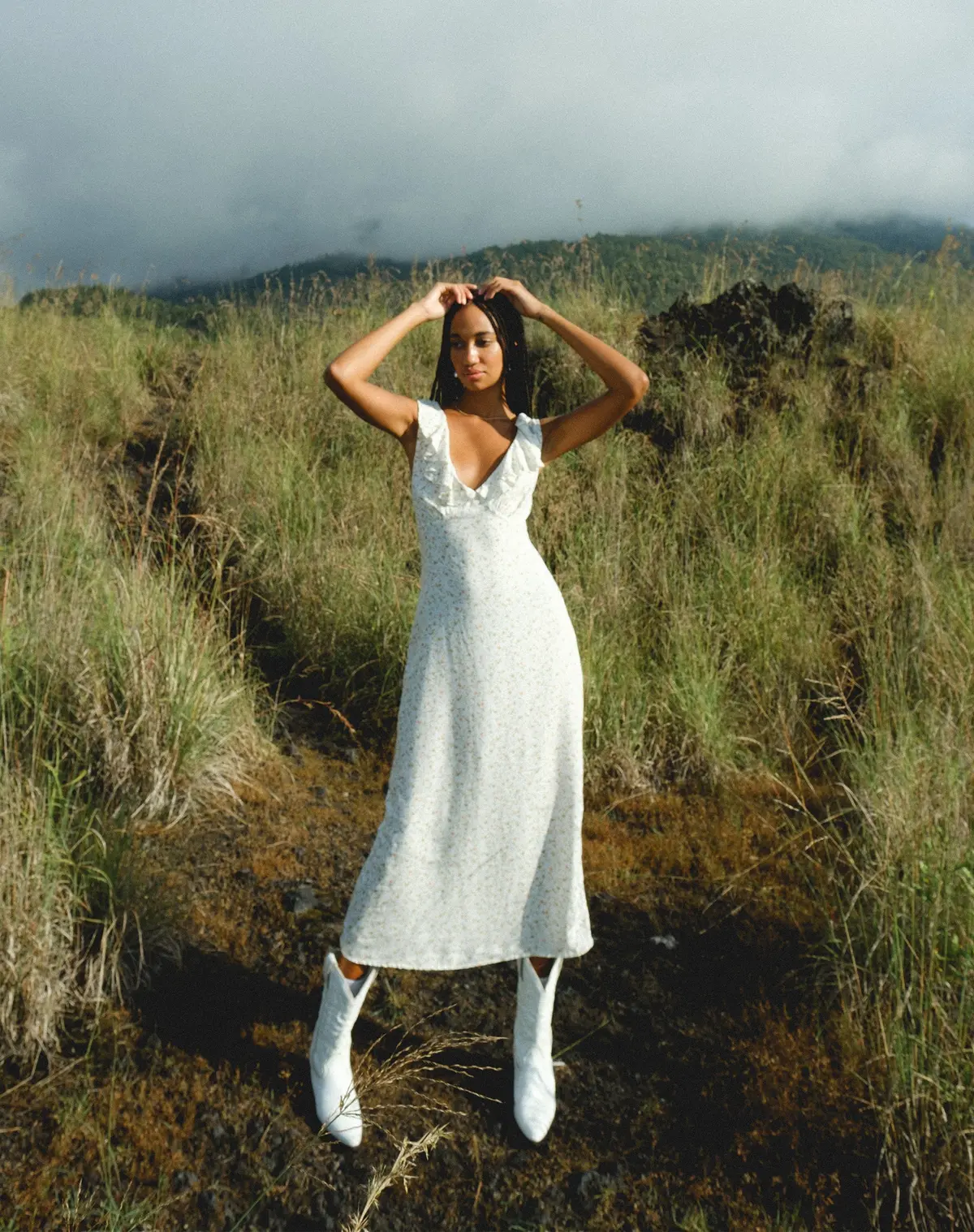 Rufiso Midi Dress In Pretty Petal Ivory 2