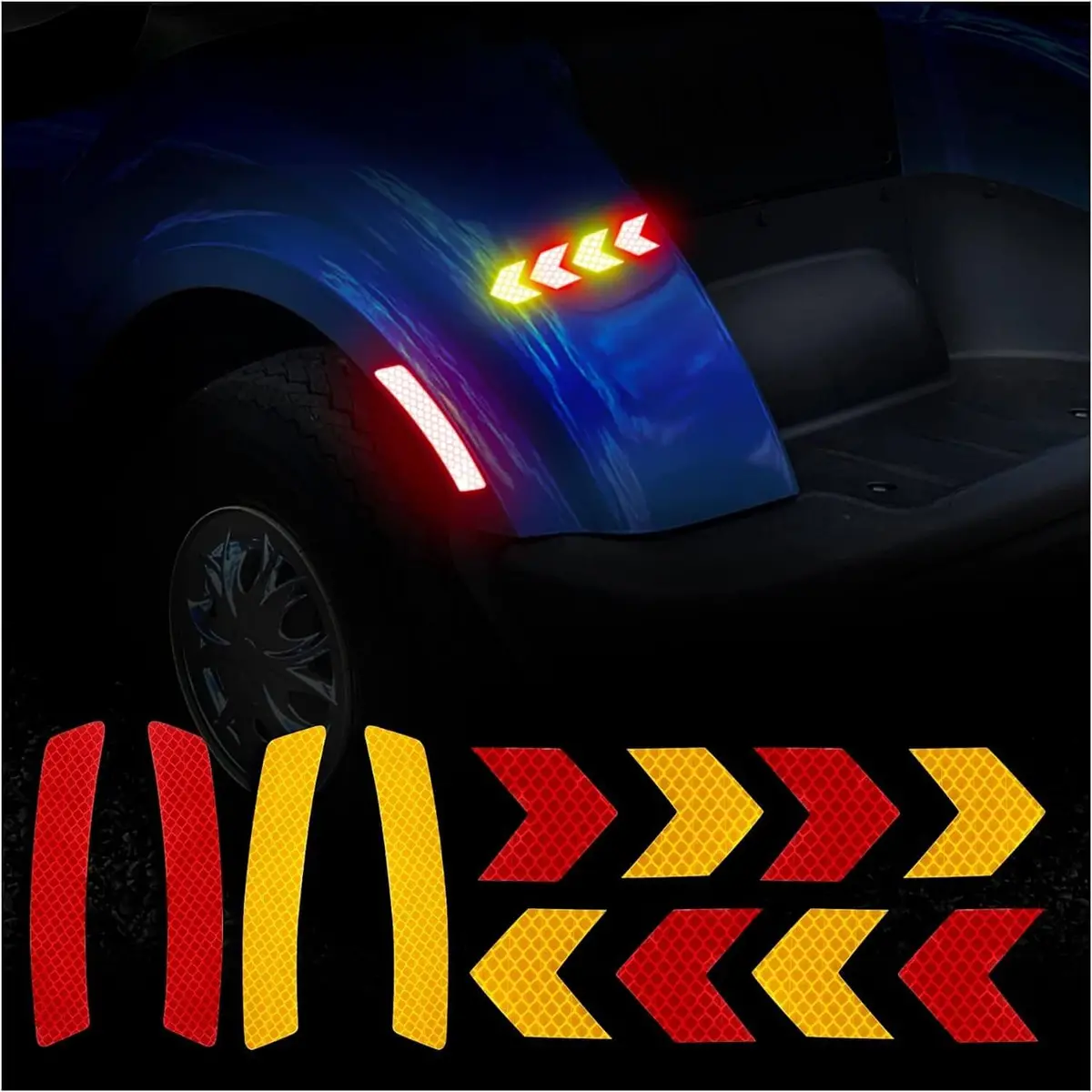 Universal Golf Cart Reflective Sticker Outdoor Waterproof Yellow And Red - 10L0l 2