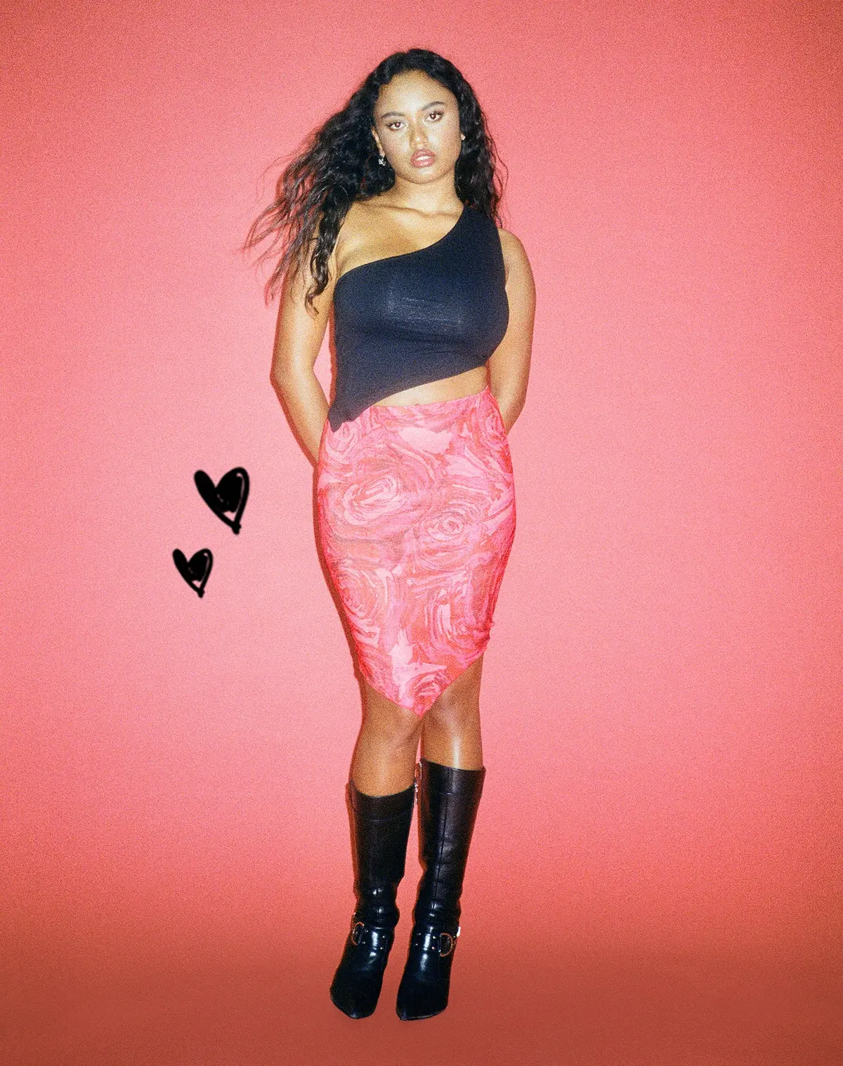Lonaka Bodycon Skirt In Rose Petal Red 1