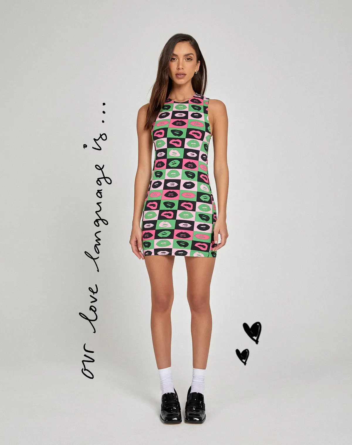 Gele Mini Dress In Lips Green 1