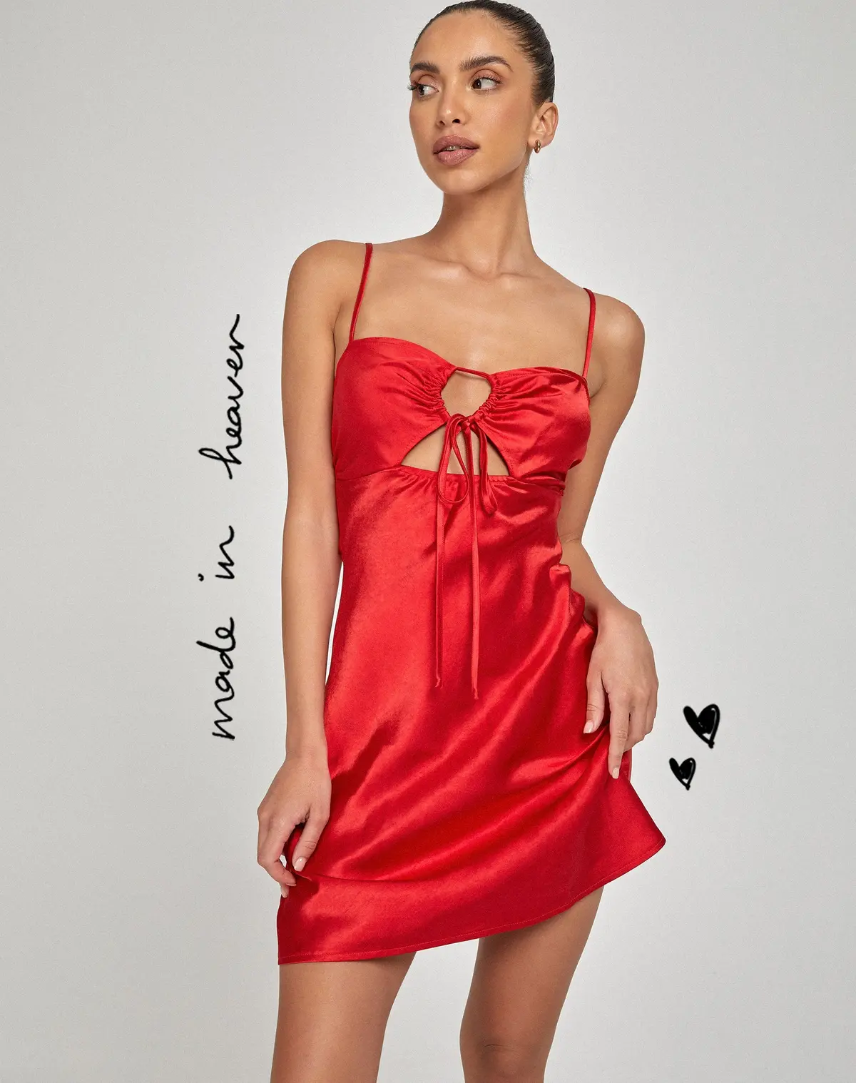 Rinti Slip Dress In Satin Red 1