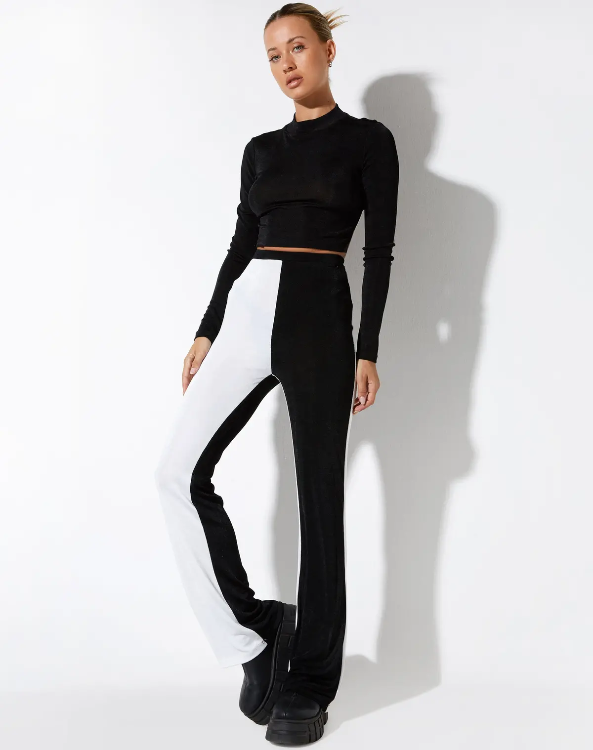 Anson Trouser In Crepe Black And White 3