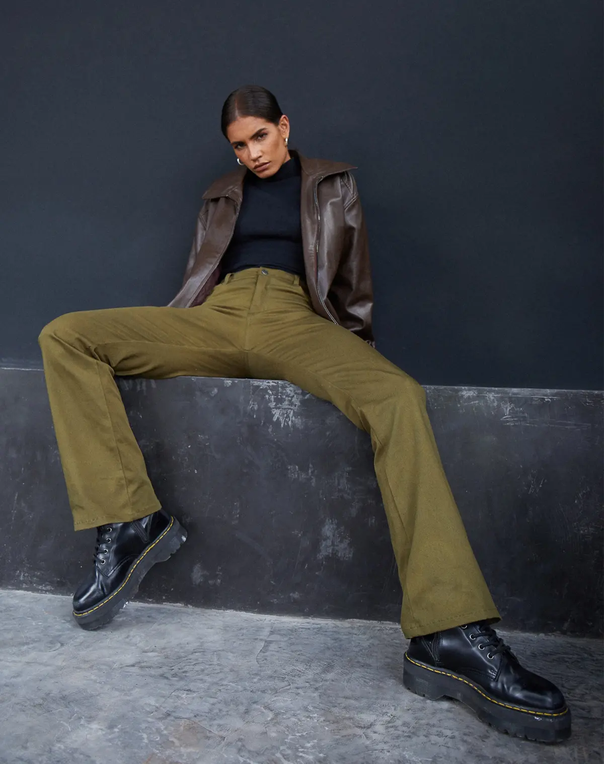 Jopan Trouser In Twill Dark Olive 1