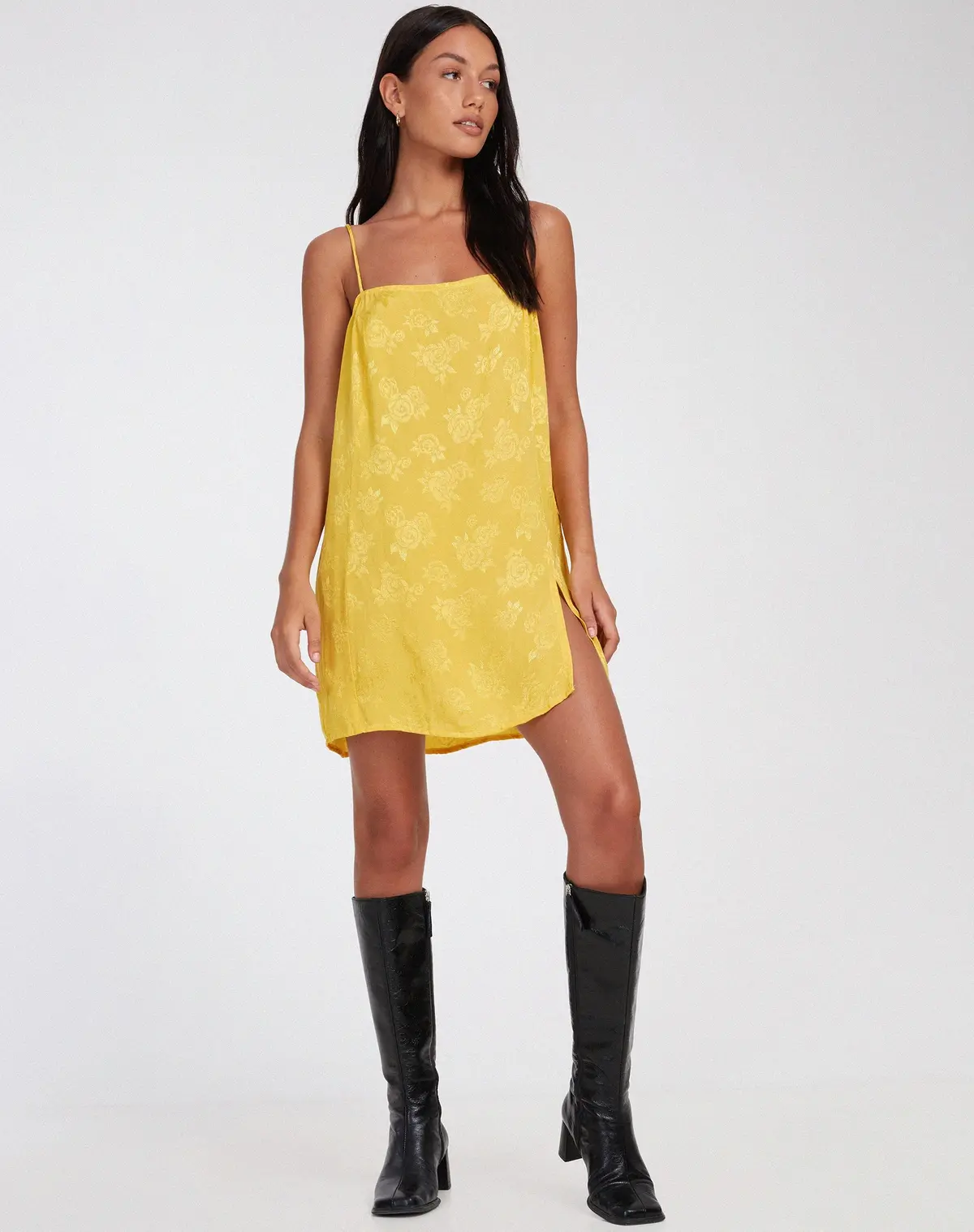 Datista Mini Dress In Satin Rose Sunshine Yellow 1