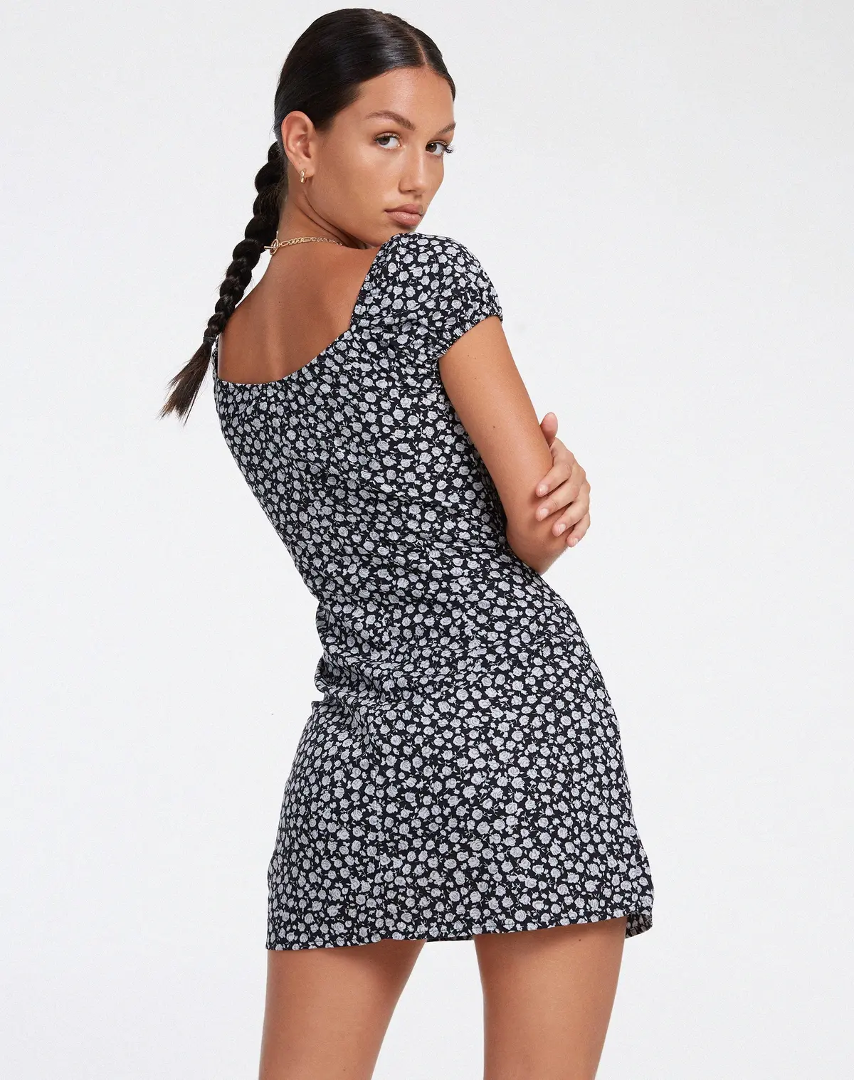 Gaval Mini Dress In Ditsy Rose Black 4
