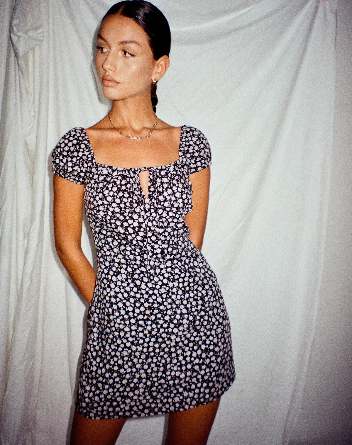 Gaval Mini Dress In Ditsy Rose Black 2