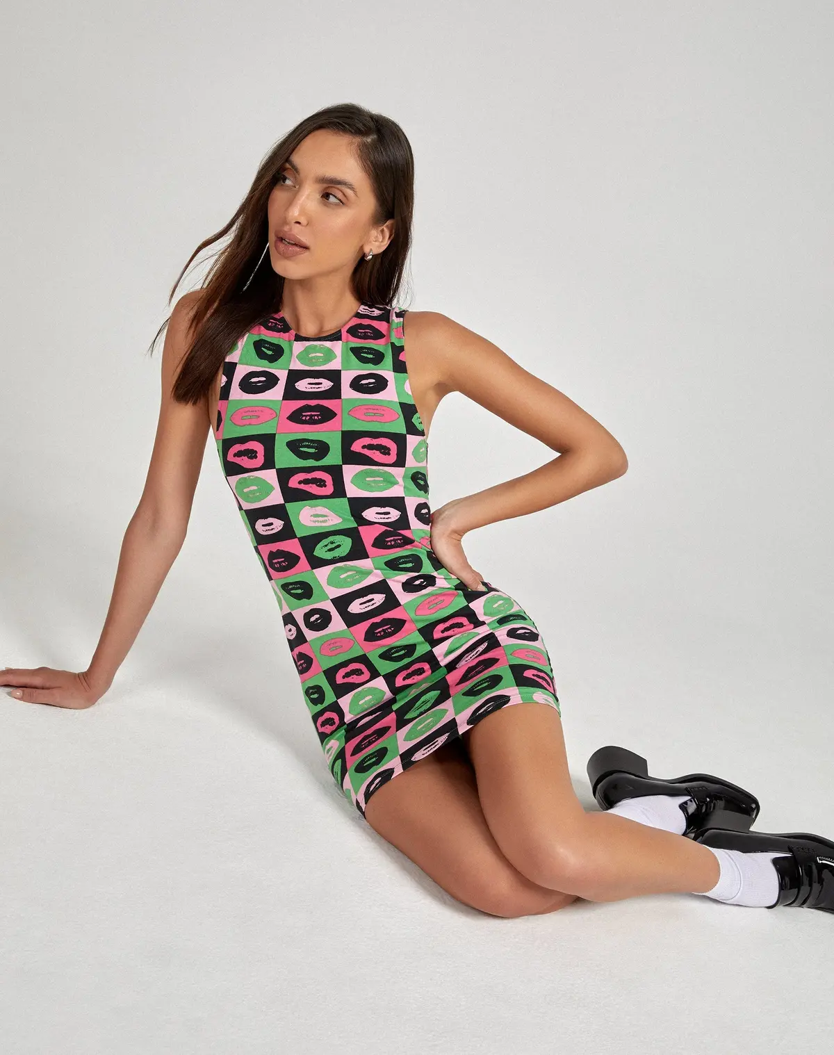 Gele Mini Dress In Lips Green 3