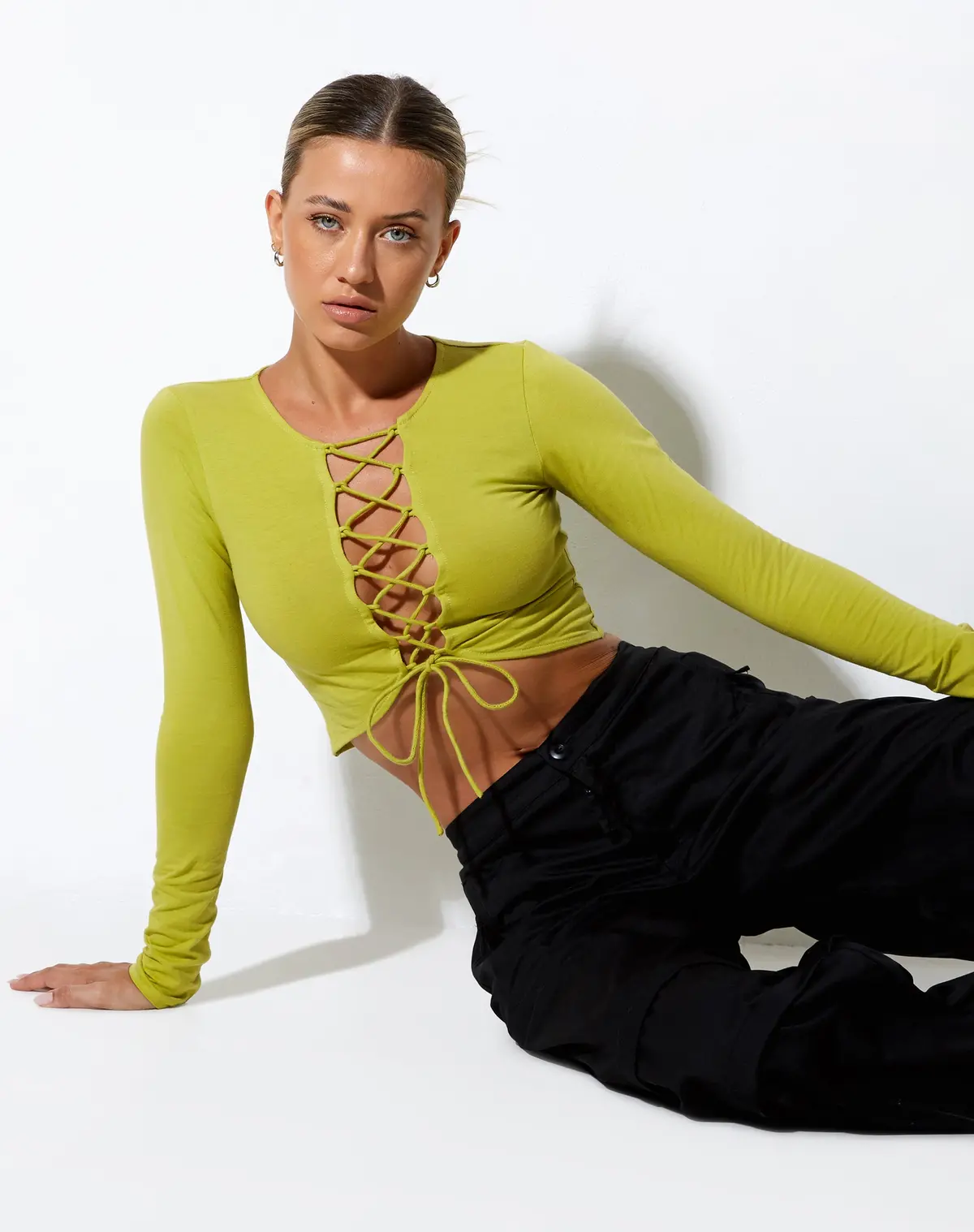 Gisy Crop Top In Lycra Lime 2