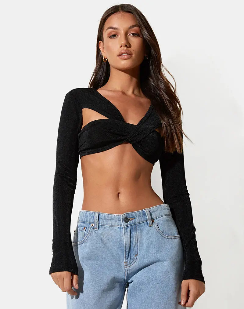Hanta Crop Top In Crepe Black 1
