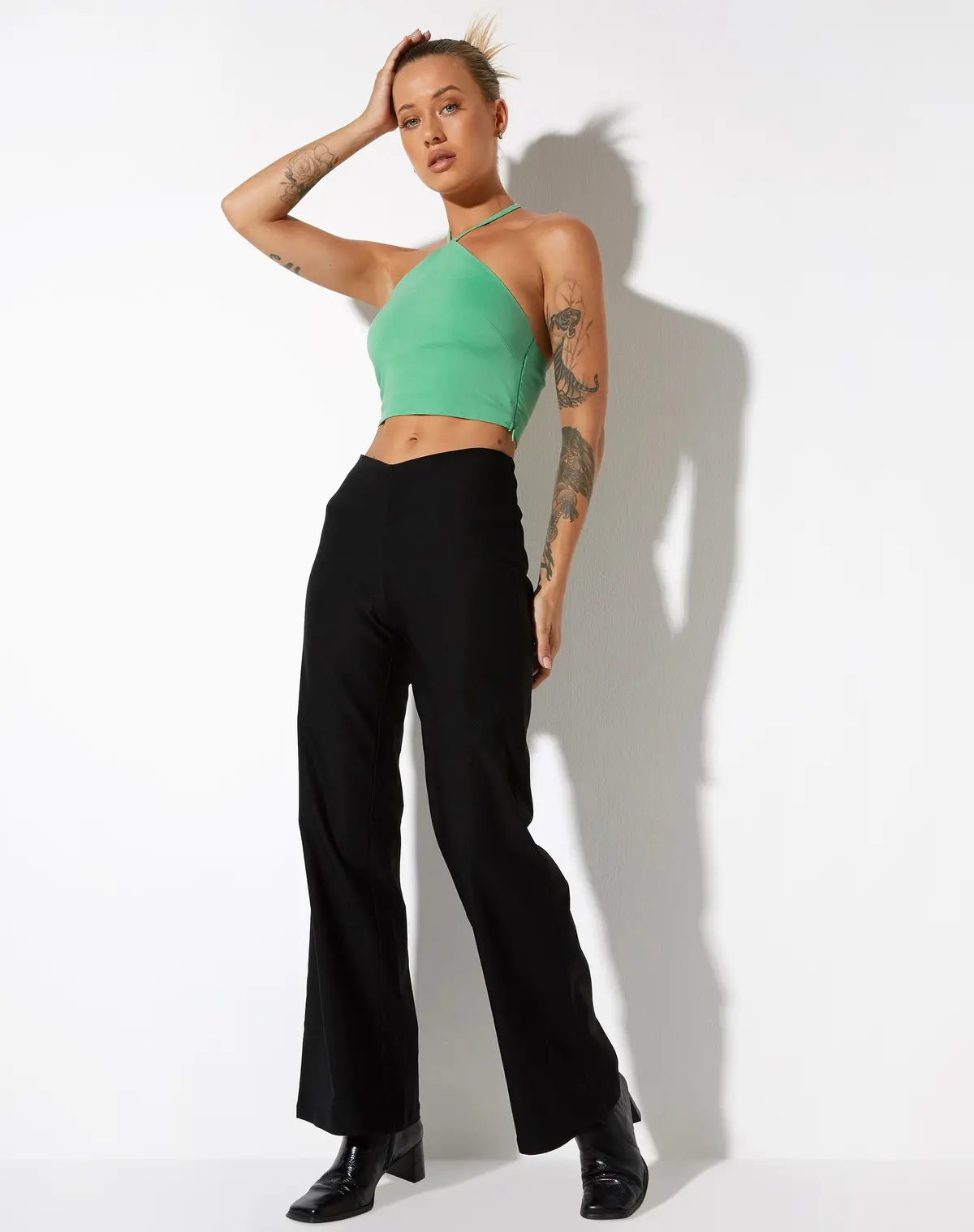 Janli Crop Top In Tailoring Green 3