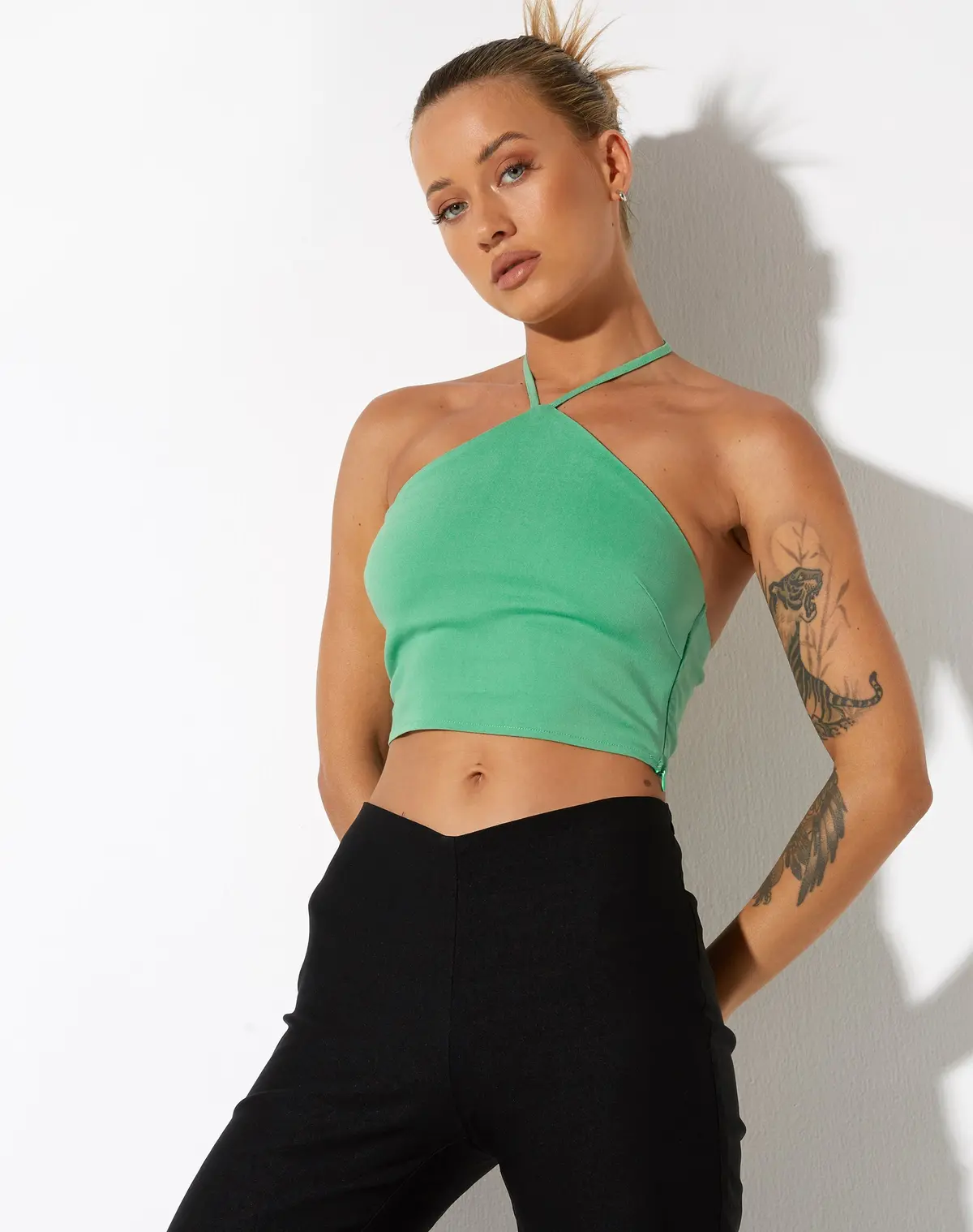 Janli Crop Top In Tailoring Green 4