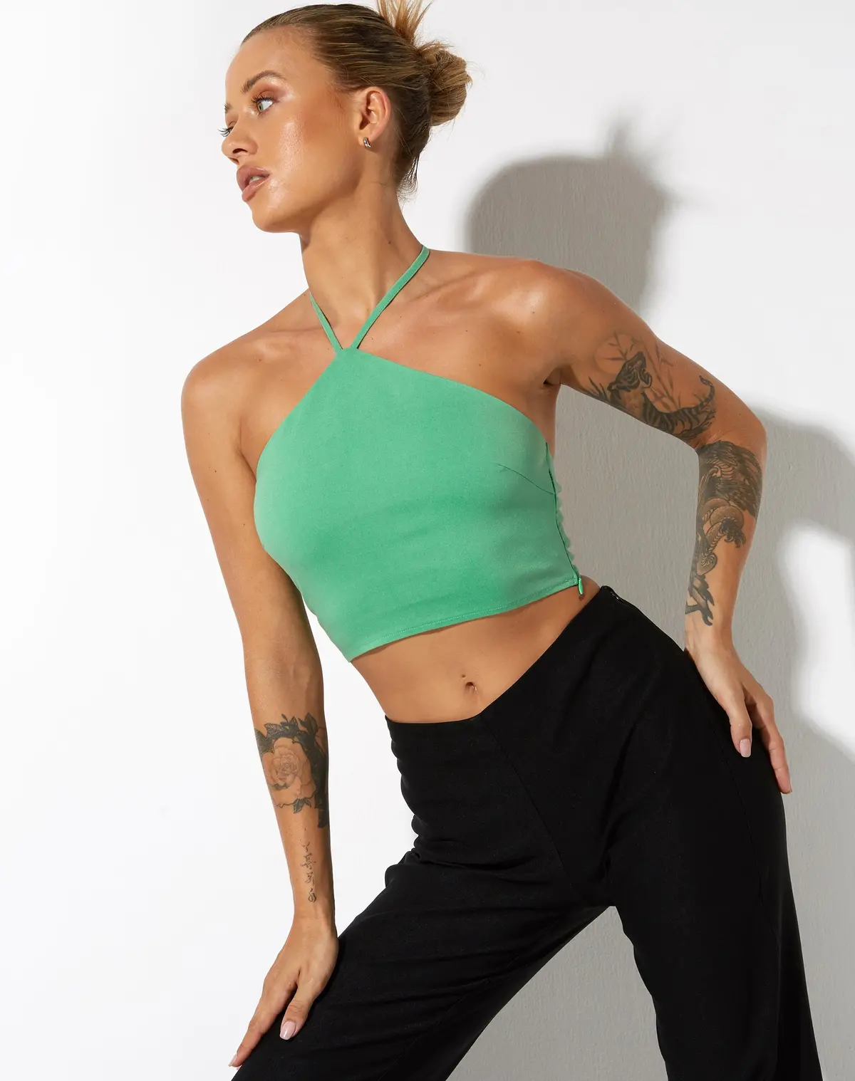 Janli Crop Top In Tailoring Green 1