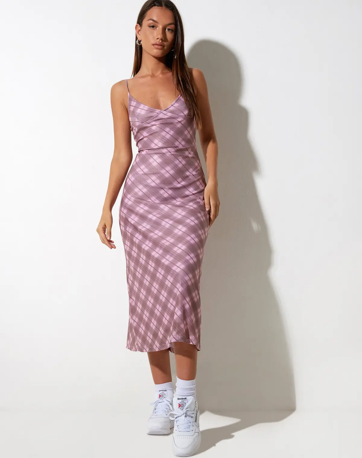 Kalana Midi Dress In Pink Blurred Check 3