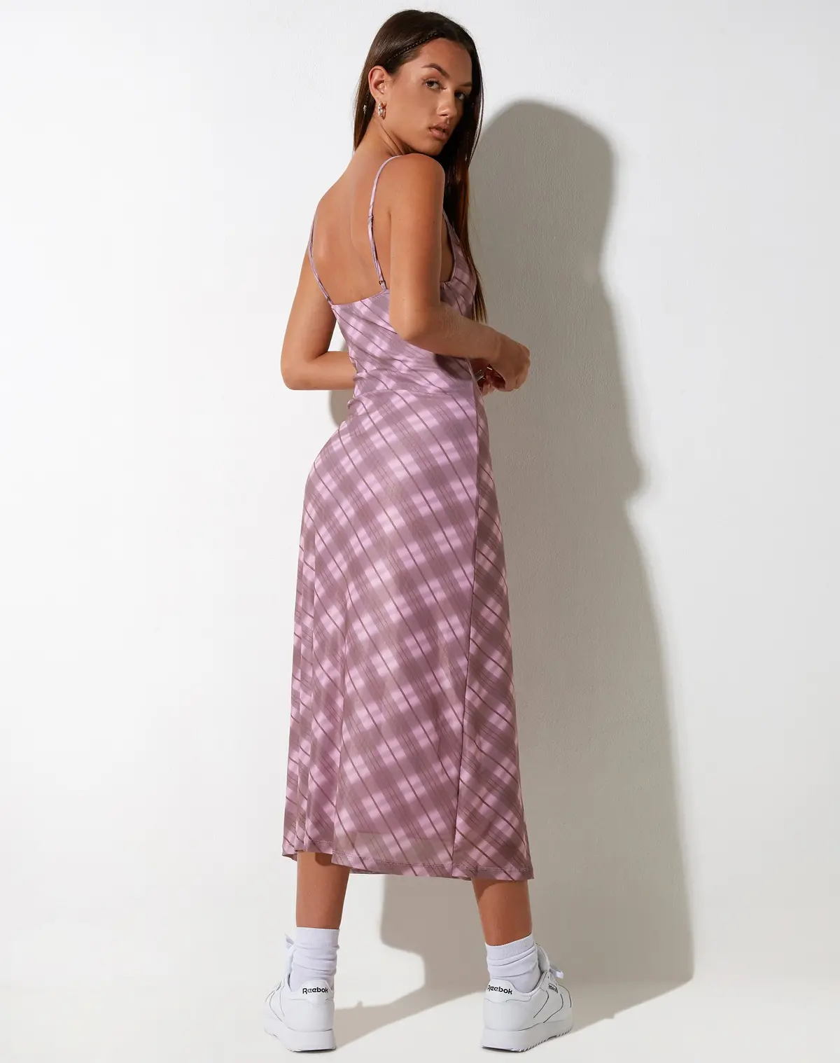 Kalana Midi Dress In Pink Blurred Check 4
