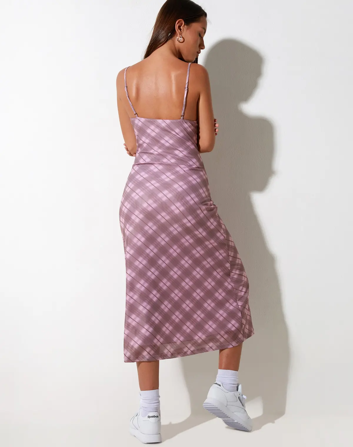 Kalana Midi Dress In Pink Blurred Check 2