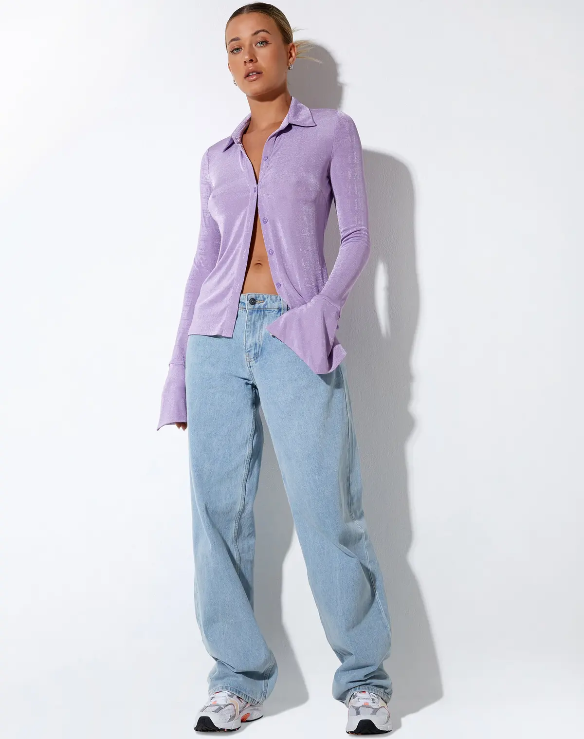 Keani Long Sleeve Shirt In Crepe Lavender 3