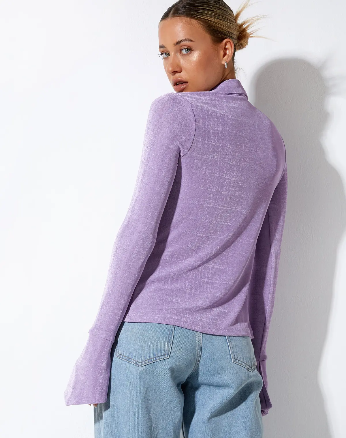 Keani Long Sleeve Shirt In Crepe Lavender 2