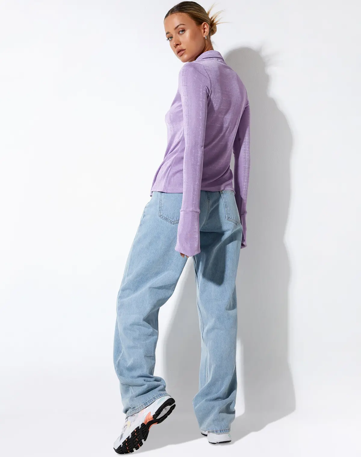 Keani Long Sleeve Shirt In Crepe Lavender 4