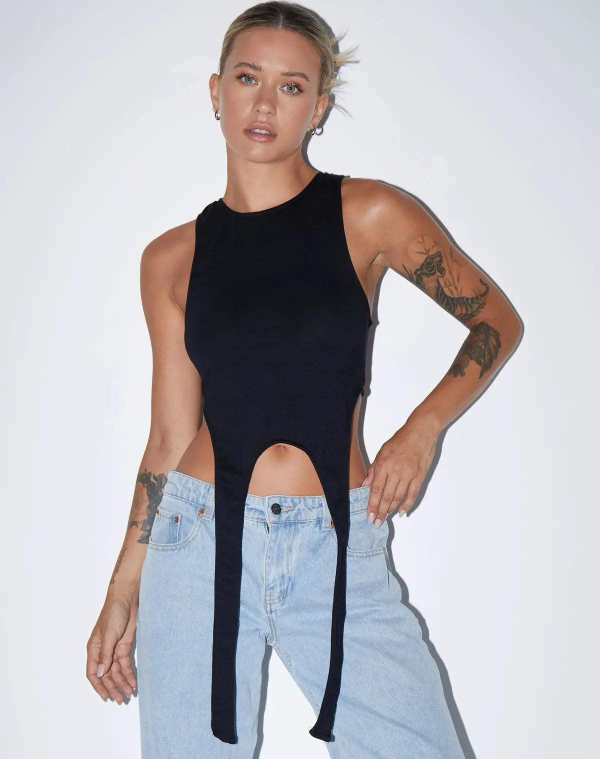 Ursula Vest Top In Lycra Black 1