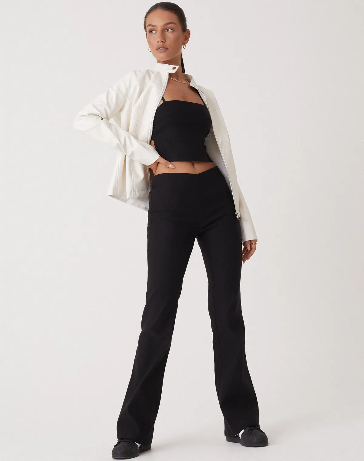 Motel X Olivia Neill Levin Flared Leg Trouser In Tailoring Black 2
