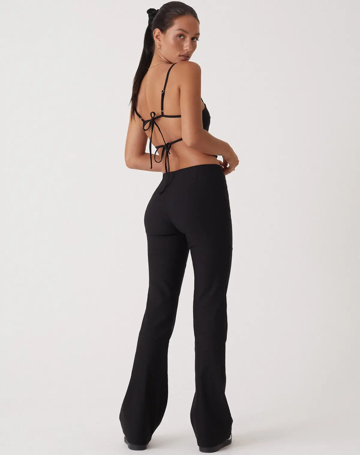 Motel X Olivia Neill Levin Flared Leg Trouser In Tailoring Black 4