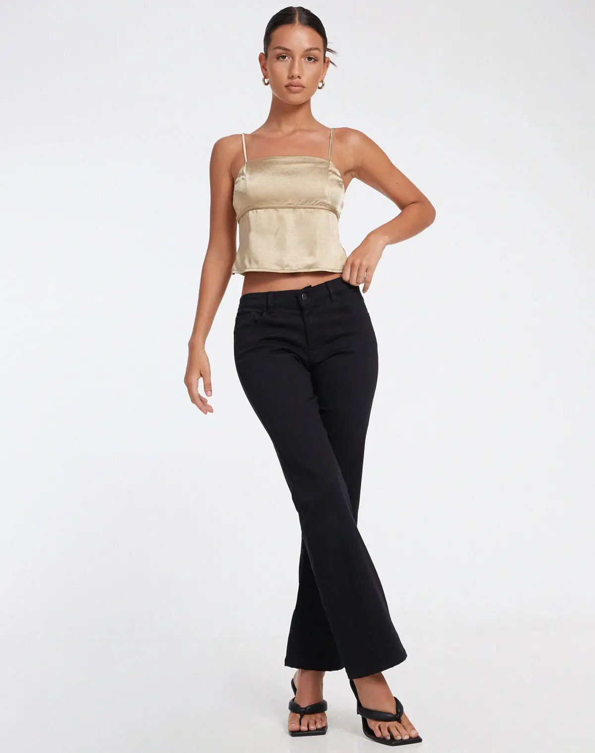 Nandina Top In Satin Olive Gold 3