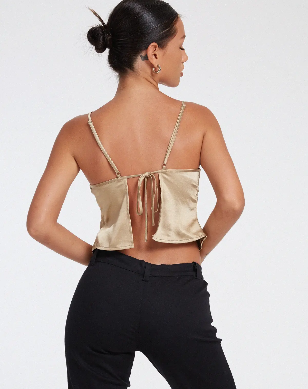 Nandina Top In Satin Olive Gold 2