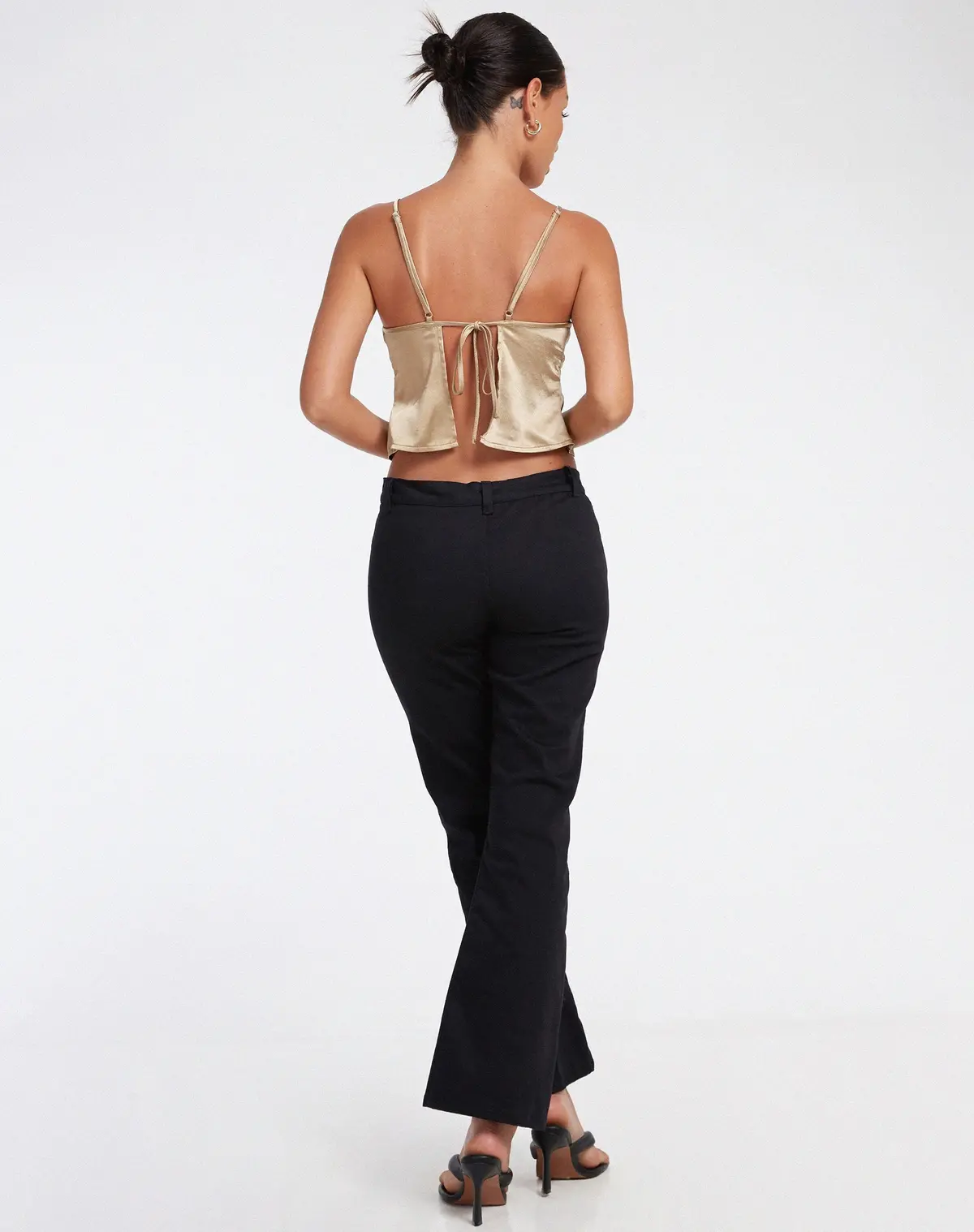 Nandina Top In Satin Olive Gold 4