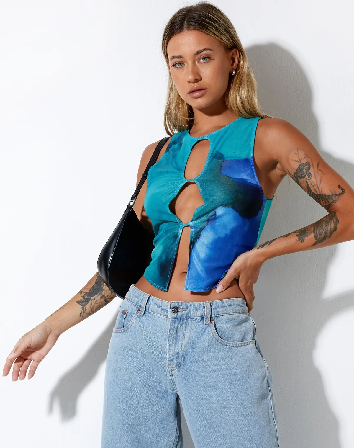 Nolan Crop Top In Fluid Watercolour Wash 1