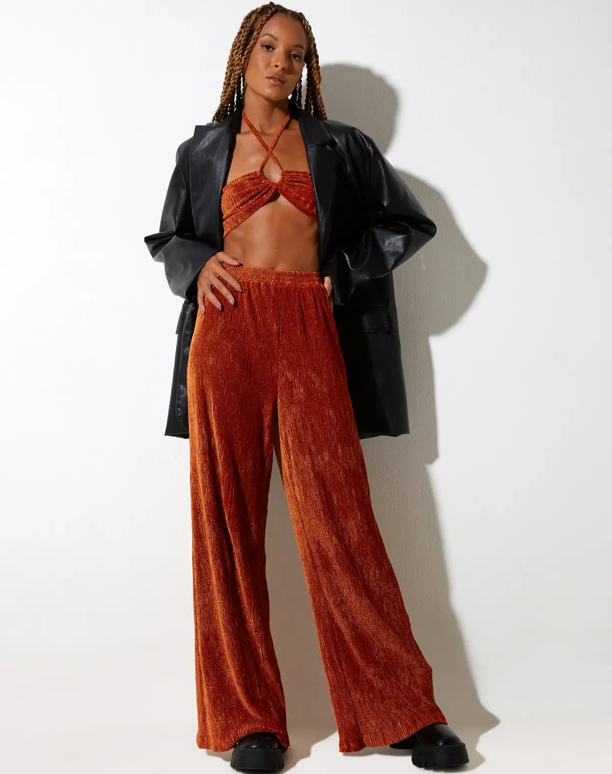 Obeli Trouser In Velvet Rust 1