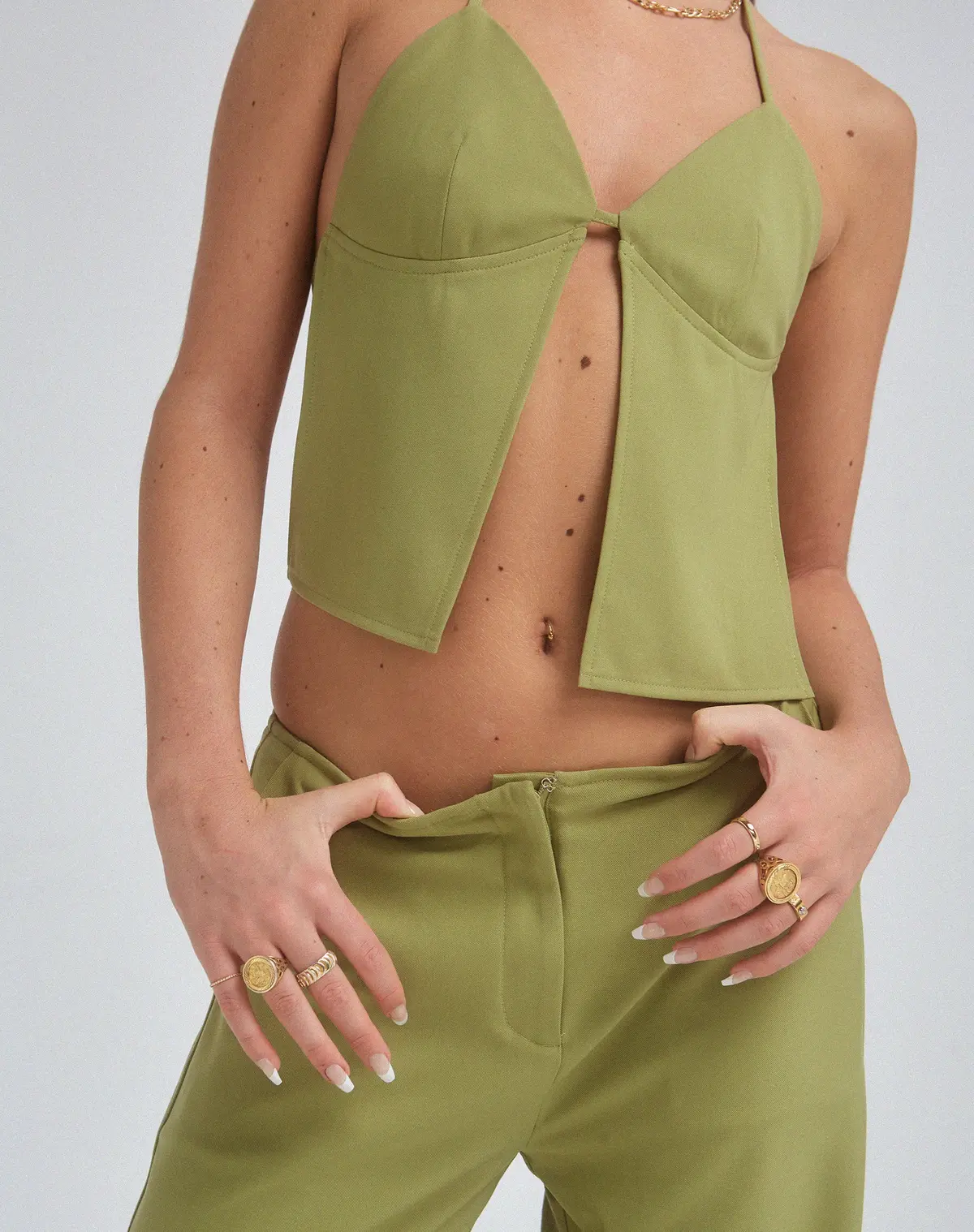 Motel X Olivia Neill Arun Butterfly Top In Tailoring Seafoam Green 2