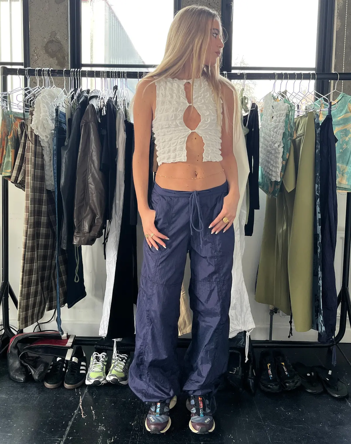 Motel X Olivia Neill Phil Trouser In Parachute Navy 1