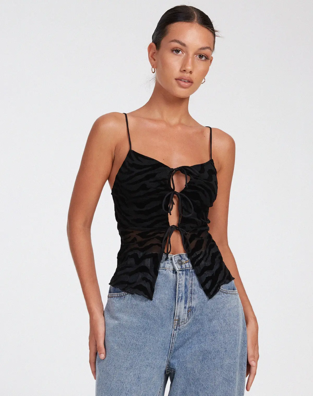 Rayu Top In Zebra Flock Black 1