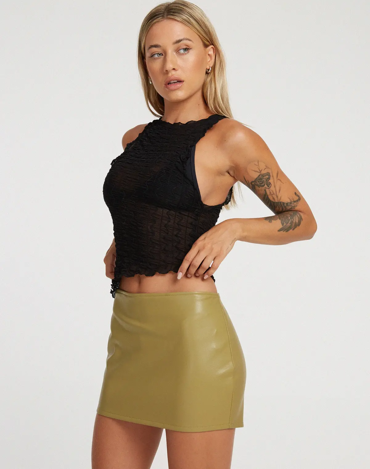 Ima Mini Skirt In Pu Leaf Green 1