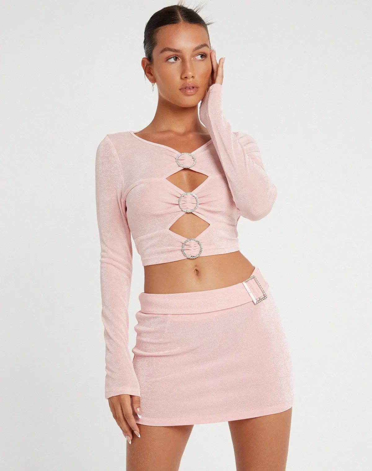 Mansa Mini Skirt In Crepe Baby Pink 1