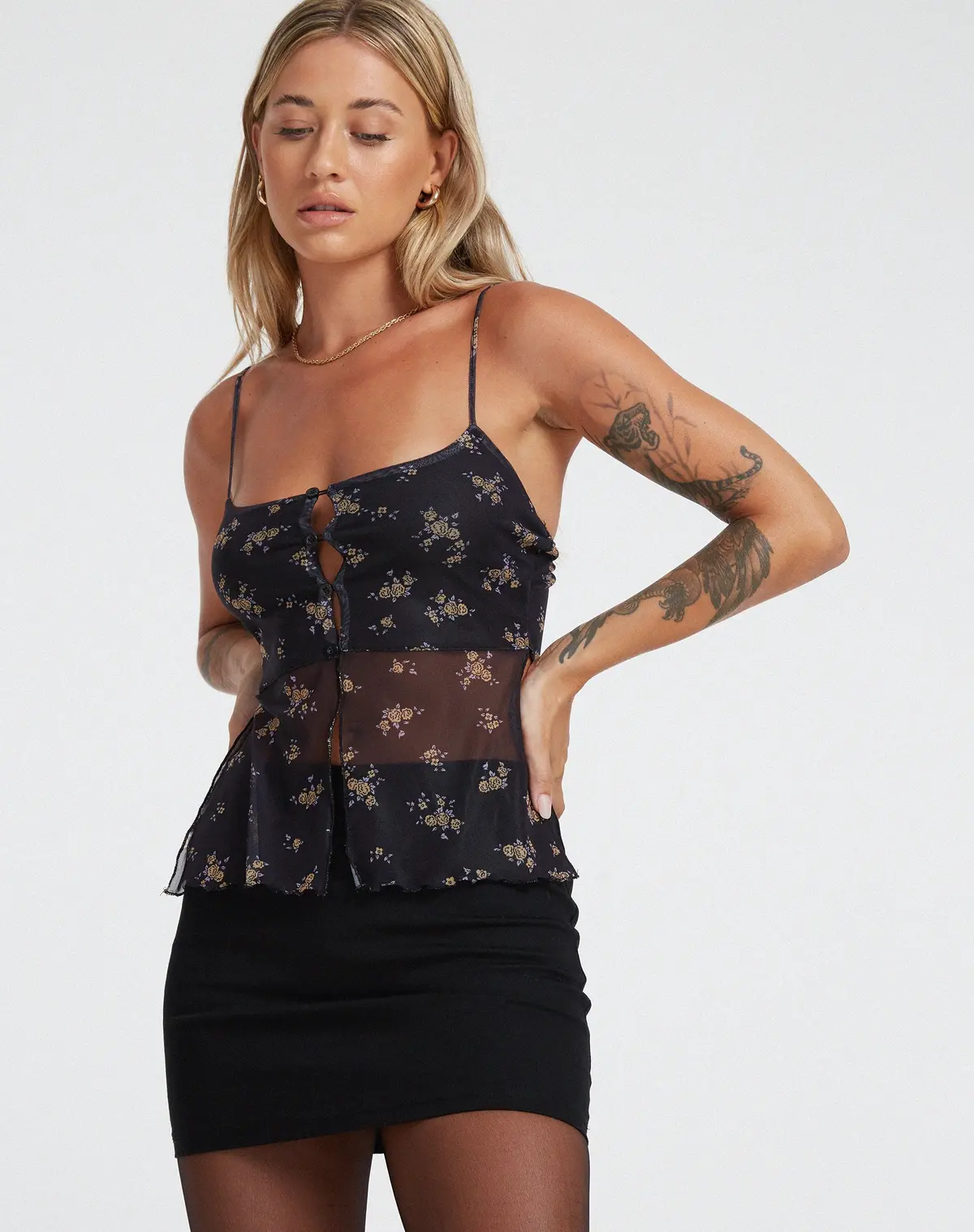 Ruya Top In Femme Floral Black And Gold 5