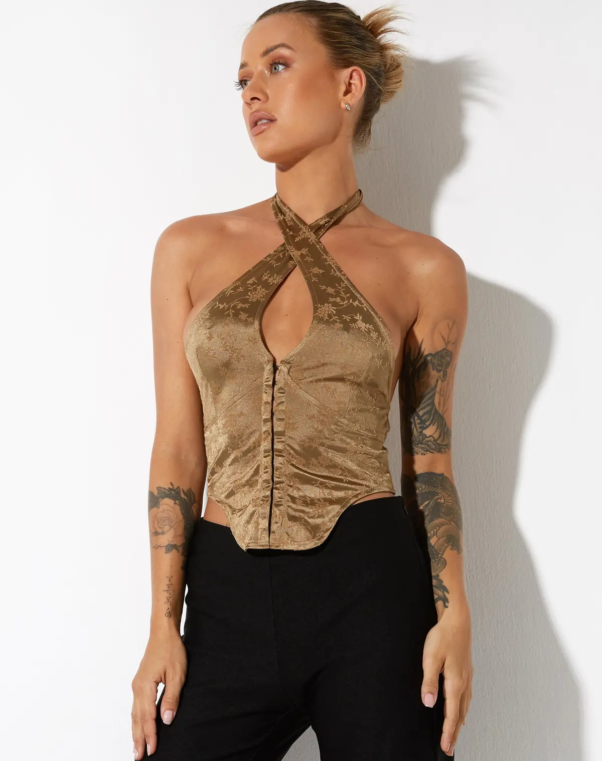 Tukasa Corset Top In Botanist Flocking Olive 5
