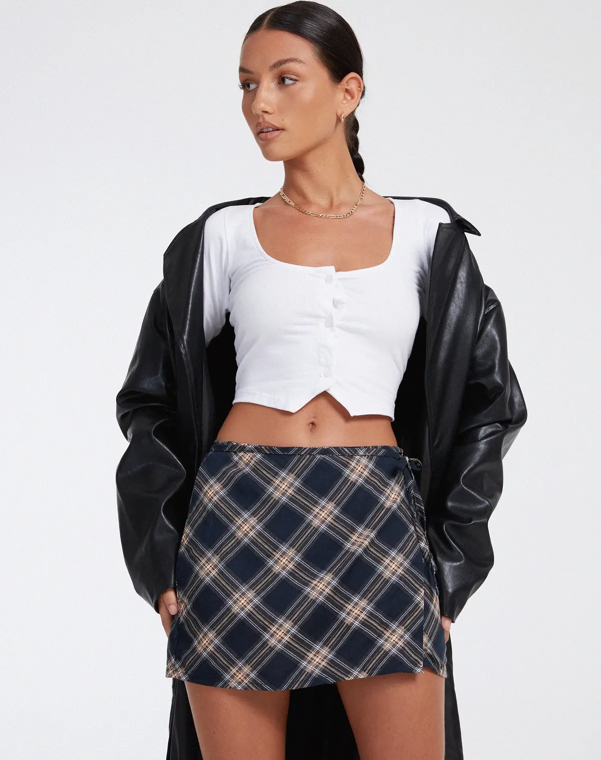 Volta Mini Skirt In 20'S Check Black And Grey 6