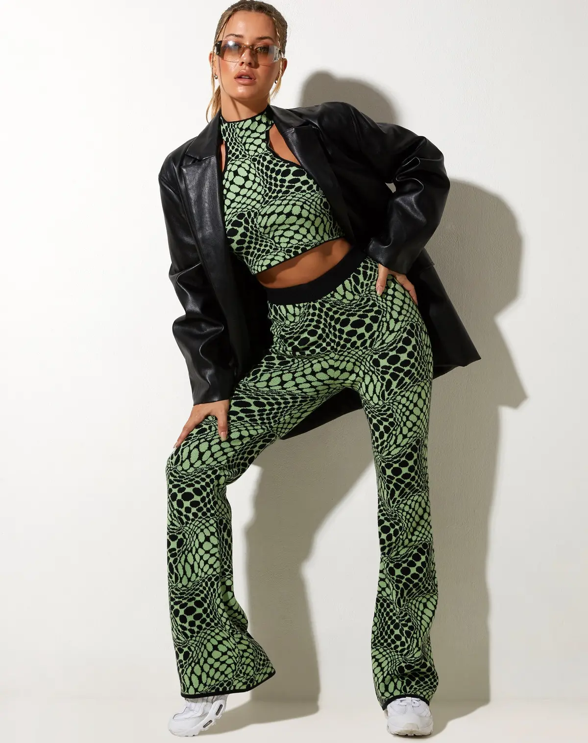 Yuana Trouser In Geo Polka Arcadian Green 1