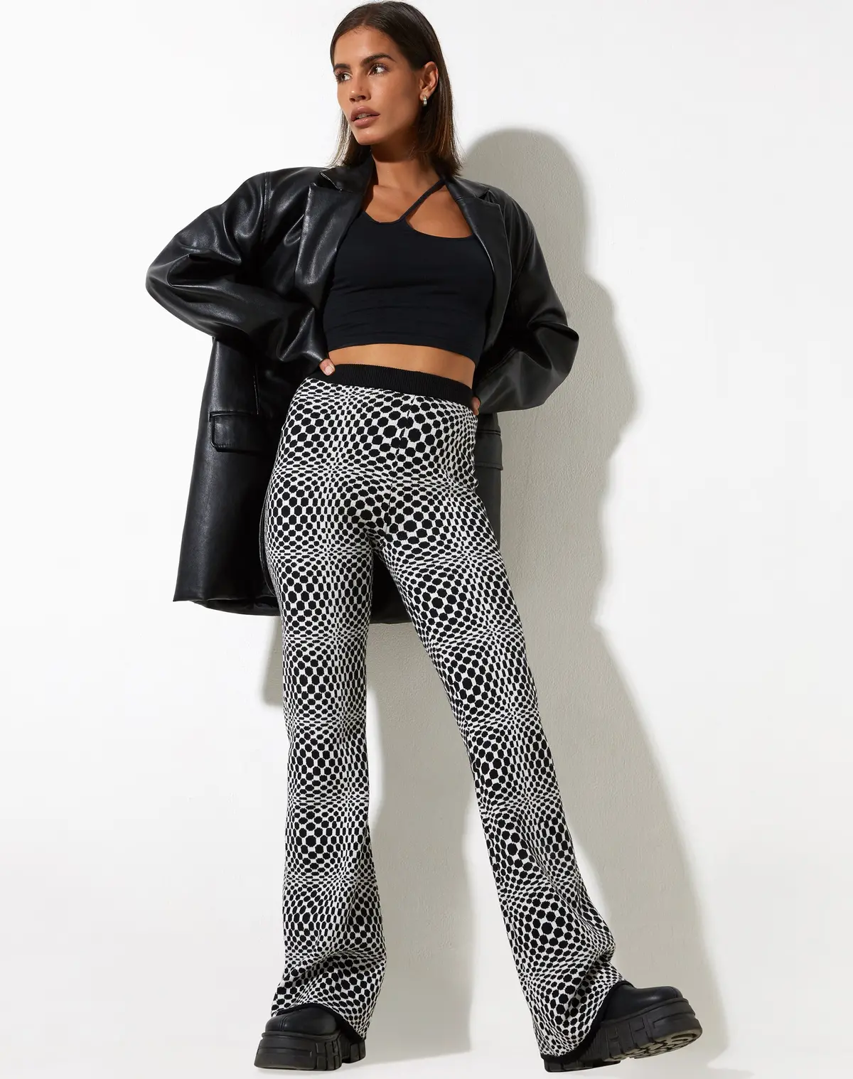 Yuana Trouser In Optic Monochrome Square Black And White 1