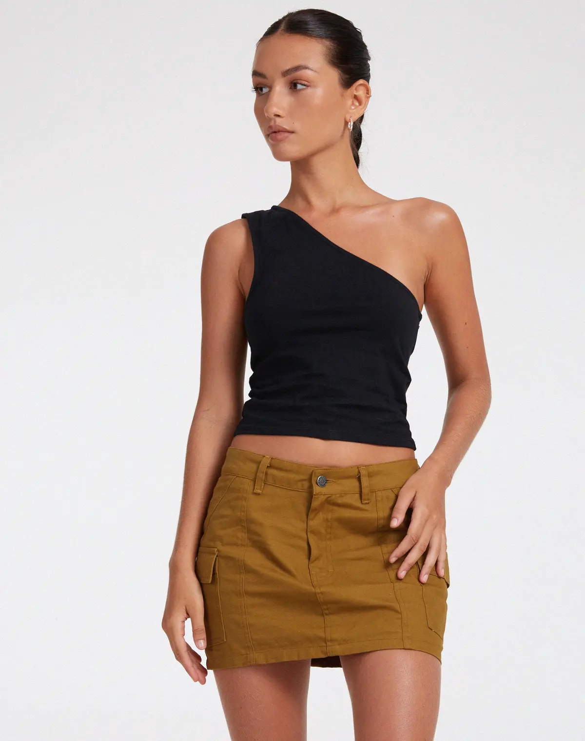 Ajeng Low Rise Cargo Mini Skirt In Panama Chestnut 1