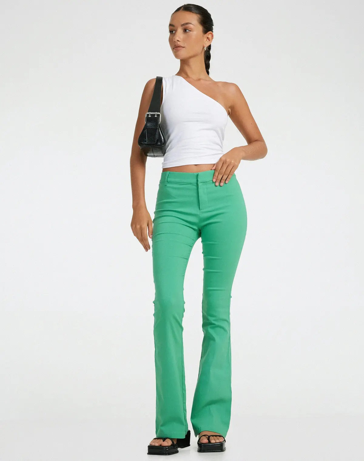 Jopanka Flared Leg Trouser In Tailoring Green 1